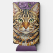 Feline & Floral | Cute Artistic Cat スリム缶クーラー (裏面)