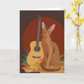 Feline & Folk Music Greeting Card カード (黄色い花)