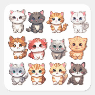 Feline Friendsステッカーコレクション スクエアシール
