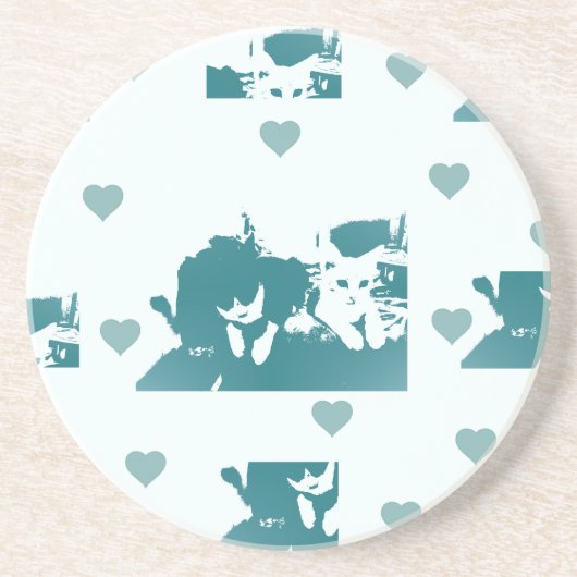 Feline Friends. Adorable Kitten Duo. コースター (正面)