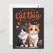 “Feline Friends Celebrate International Cat Day” ポストカード (正面/裏面)