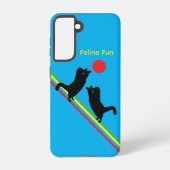 Feline Fun Black Cats Galaxy Case – Turquoise Samsung Galaxyケース (裏面)
