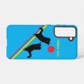 Feline Fun Black Cats Galaxy Case – Turquoise Samsung Galaxyケース (裏面横)