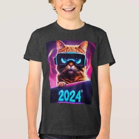 Feline Future: 2024 VR Vision Tシャツ (正面)