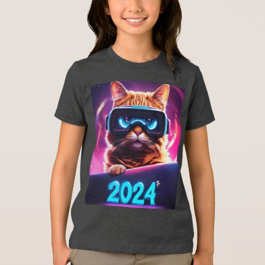 Feline Future: 2024 VR Vision Tシャツ (正面)