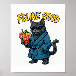 Feline Good — バスローブ姿の猫のエビカクテル ポスター