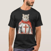 Feline Knight Templar The Crusader Cat Tシャツ (正面)