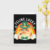 Feline Lucky St Patricks Day Funny Leprechaun Cat  カード (黄色い花)