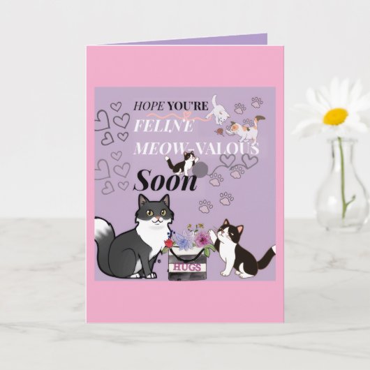 FeLine Meow-valous  get well card カード (小さな植物)