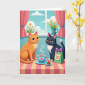 Feline Mothers Day Gathering Card カード (黄色い花)