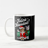 Feline Navidad Funny Cat Christmas Holiday Xmas Sa コーヒーマグカップ (左)