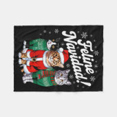 Feline Navidad Funny Cat Christmas Holiday Xmas Sa フリースブランケット (正面(横))