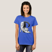 Feline Stretch - Monochrome Cat Illustration Tシャツ (正面フル)
