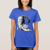 Feline Stretch - Monochrome Cat Illustration Tシャツ (正面)