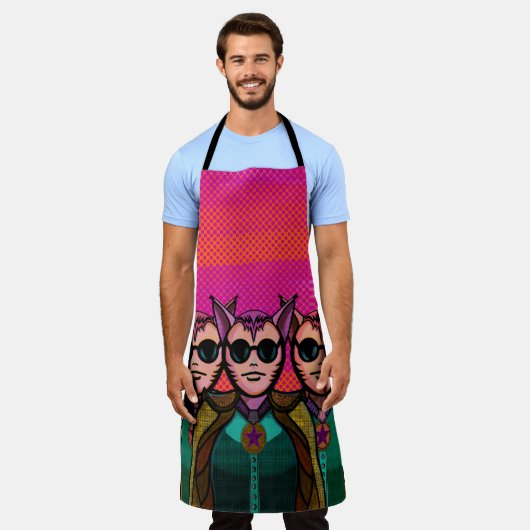 Feline trio エプロン (着用した状態)