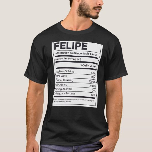 Felipe Nutrition Information問題解決懸命 Tシャツ (正面)