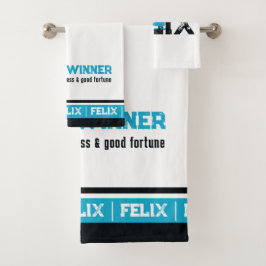 Felixの名前はスポーツのモノグラムブルー白を意味する バスタオルセット
