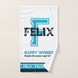 Felixの名前はスポーツのモノグラムブルー白を意味する バスタオルセット