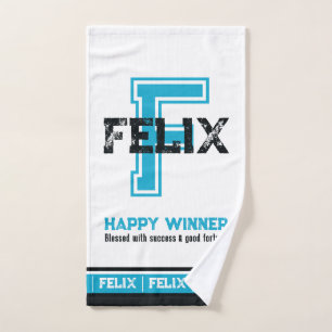 Felixの名前はスポーツのモノグラムブルー白を意味する バスタオルセット