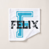 Felixの名前はスポーツのモノグラムブルー白を意味する バスタオルセット (ウォッシュタオル)