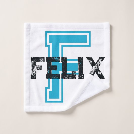 Felixの名前はスポーツのモノグラムブルー白を意味する バスタオルセット (ウォッシュタオル)