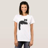 Felix黒く及び白い猫によって合われるワイシャツ Tシャツ (正面フル)
