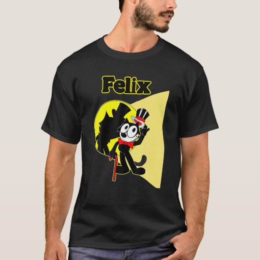 Felix黒猫マンガのトップハット Tシャツ (正面)