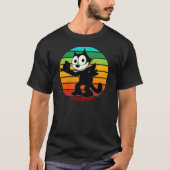 Felix Cartoon Cat Retro Rainbow Sunset Sly Smiling Tシャツ (正面)