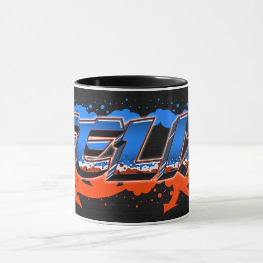 Felix Vorname Name Graffiti blue orange Tasse マグカップ (中央)