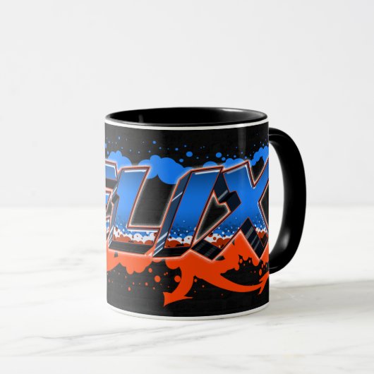 Felix Vorname Name Graffiti blue orange Tasse マグカップ (正面右)