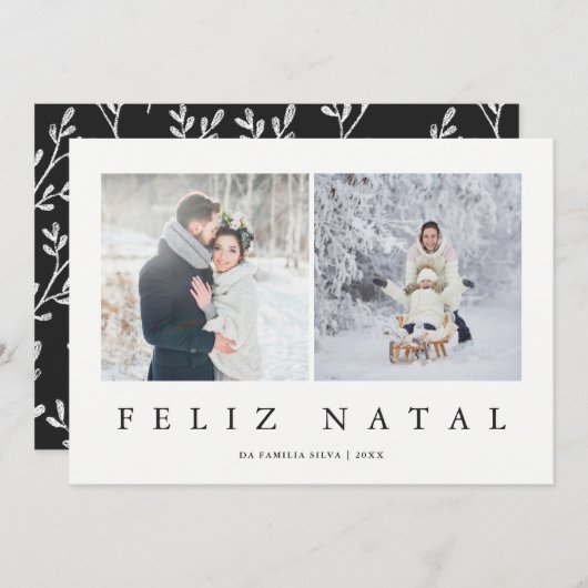 Felizの出生のポルトガルのモダンなクリスマス2の写真 シーズンカード (正面/裏面)