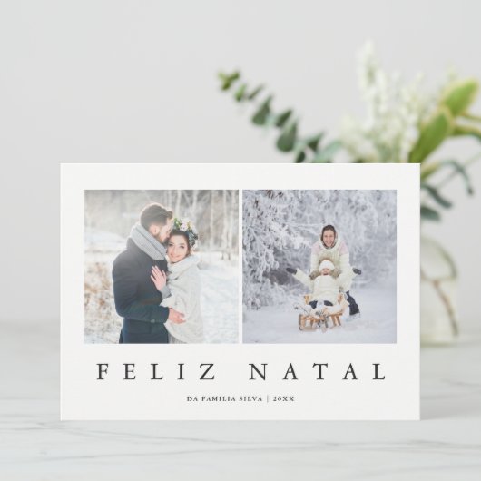 Felizの出生のポルトガルのモダンなクリスマス2の写真 シーズンカード (スタンド正面)