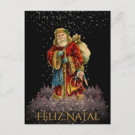 Feliz出生のブラジルのクリスマスのヴィンテージのサンタの星 シーズンポストカード
