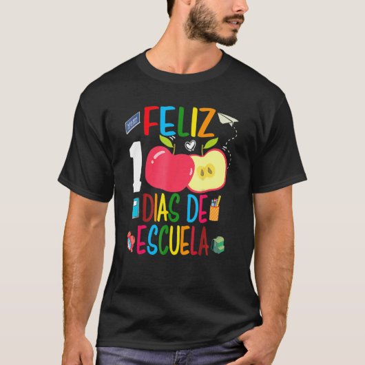 Feliz 100 Dias De Escuela Spanish Happy 100th Day Tシャツ (正面)