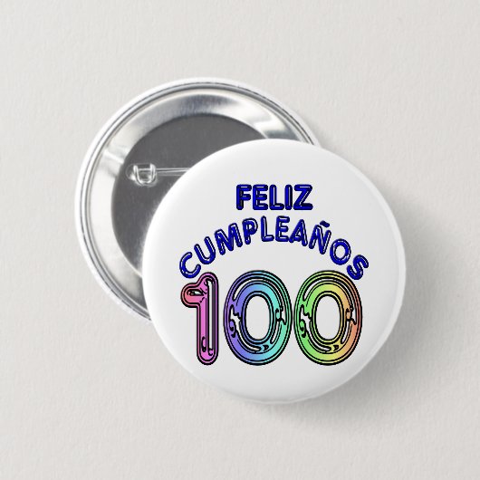 Feliz 100th Cumpleaños 缶バッジ (正面&裏面)