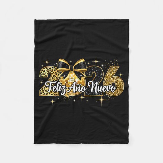 Feliz Año Nuevo 2026 Disco Ball Happy New Year  フリースブランケット (正面)