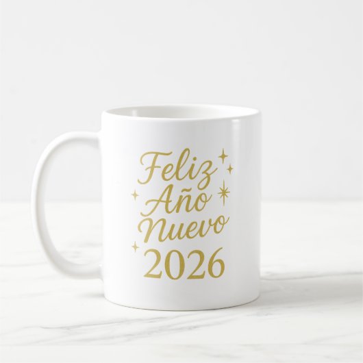 Feliz Año Nuevo 2026 ✨ | Elegant Gold New Year  コーヒーマグカップ (左)