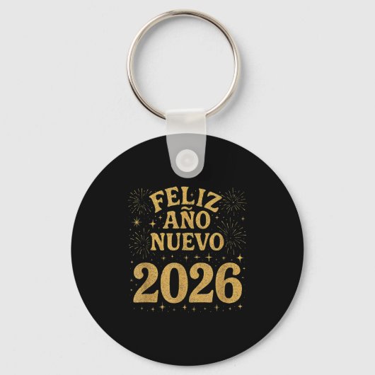 Feliz Año Nuevo 2026 Spanish Fireworks New Year Fi キーホルダー (正面)