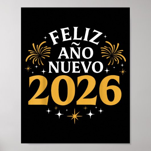 Feliz Año Nuevo 2026 Spanish New Years Eve Party ポスター (正面)