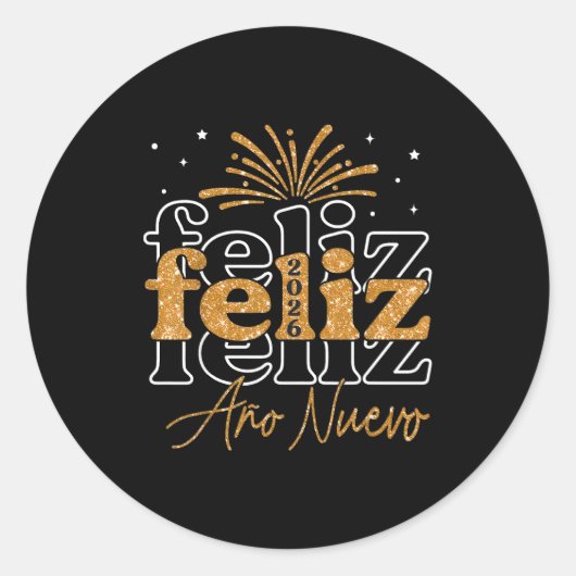 Feliz Año Nuevo 2026 Spanish New Years Eve Party ラウンドシール (正面)