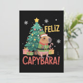 Feliz Capybara Elf Xmas Christmas Tree  招待状 (スタンド正面)