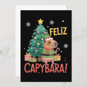 Feliz Capybara Elf Xmas Christmas Tree  招待状 (正面/裏面)