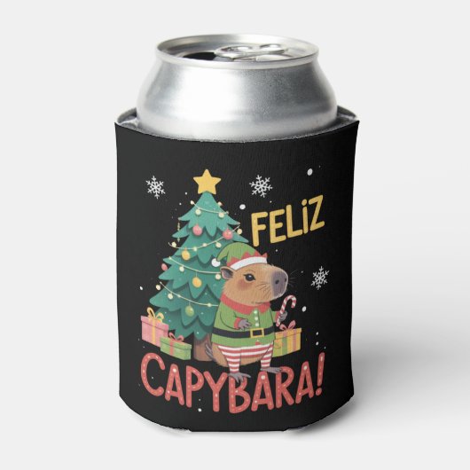Feliz Capybara Elf Xmas Christmas Tree  缶クーラー (缶正面)