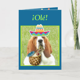 "¡ Feliz Cinco deメーヨー!" カードw/Basset及び飲み物 カード