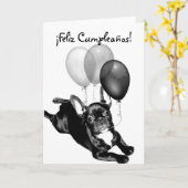 Feliz Cumpleañosのtarjeta de Bulldogフランシス カード (黄色い花)