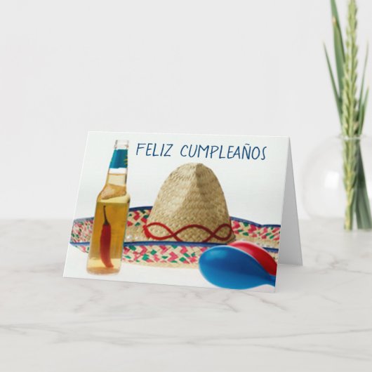 **FELIZ CUMPLEANOS**-ハッピーバースデースペインの カード (正面)