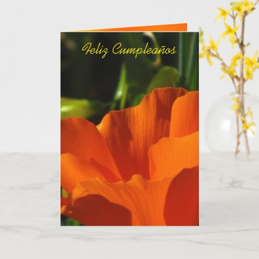 Feliz Cumpleaños - Amapola deカリフォルニア カード (黄色い花)