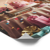 “Feliz Cumpleaños” Elegant Pink & Gold Birthday ポスター (角)