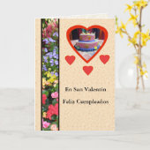 Feliz Cumpleaños en DiaサンValentin Femenino カード (黄色い花)