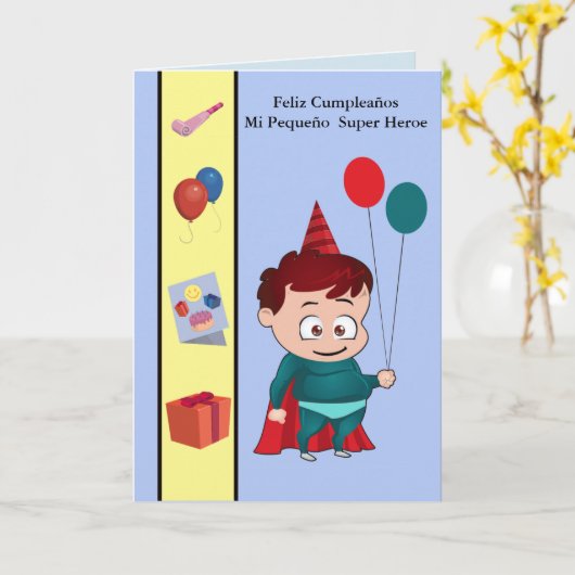 Feliz Cumpleaños miのpequeñoの英雄 カード (黄色い花)